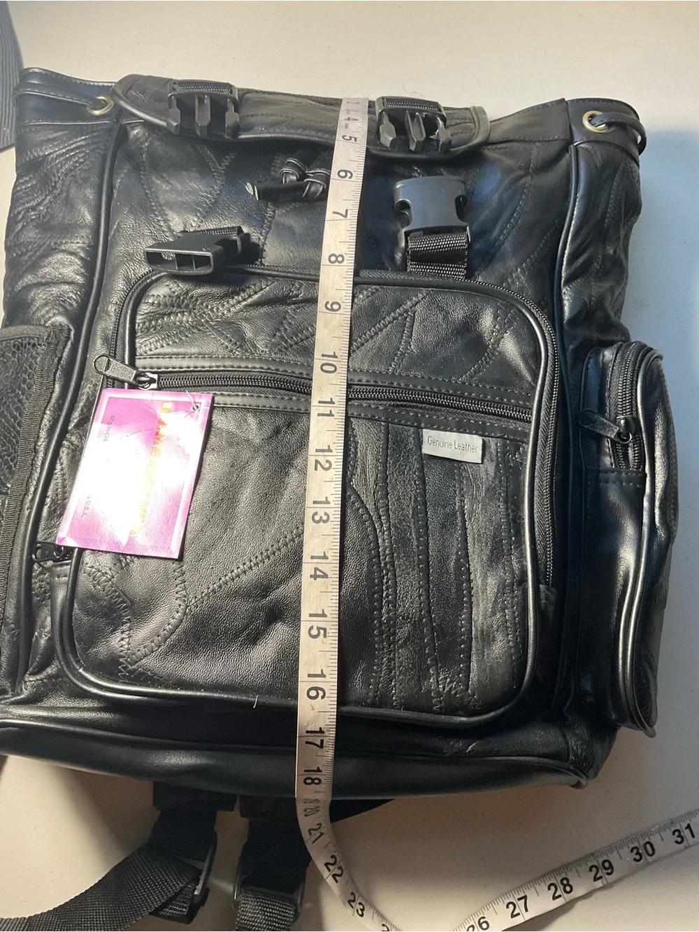 Embassy USA Genuine Leather Black Multi-Pocket Backpack Travel Laptop Bag NWT - Picture 8 of 10